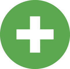White plus sign inside a green circle icon cross medical symbol