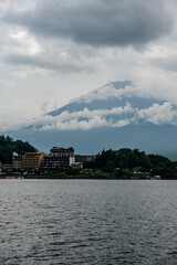 view on mount fuji in the clouds