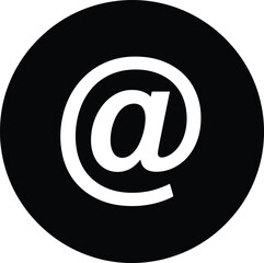 Black circle with white at symbol icon at sign email