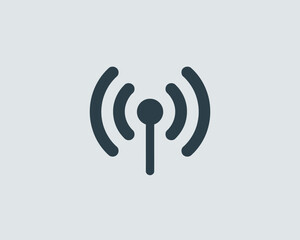 Simple dark gray wifi signal icon on a light blue background