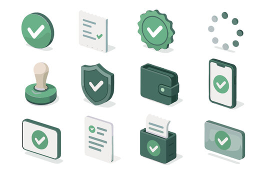 Icon notification success vector transaction dialogue set confirmation wallet receipt spinner payment