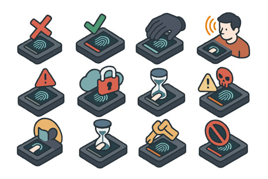 Maintenance vector rejection delay attempt security threat signal spoofing access icon biometric