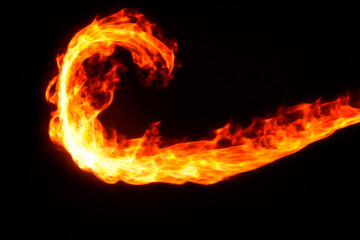 Obraz premium Fiery Swirl Flame Trail Overlay – Dynamic Fire Motion Effect on Black Background