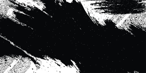 Abstract black and white grunge brush stroke texture background isolated on white background