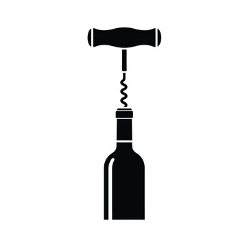 black wine bottle corkscrew opening clip art preview
