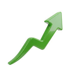 Green 3D Arrow Showing Upward Trend and Growth on Black Background Keywords: arrow, green, up, upward, growth, increase, progress