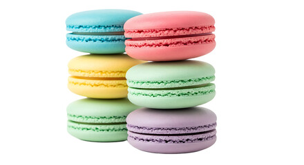 Obraz premium Delightful tower of pastel macarons, a sweet treat for any celebration or indulgence, offering vibrant colors and delicate textures for irresistible culinary appeal.