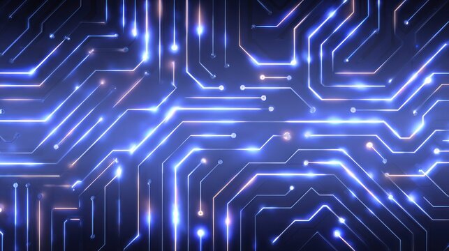 Glowing blue circuit board traces abstract digital background technology