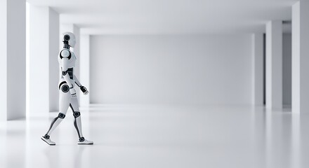 Artificial humanoid walking in minimalist interior