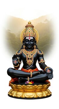 Lord Ayyappa on Lotus. Realistic Temple Glow and Divine Aura.