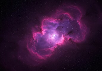 A breathtaking digital illustration of the universe featuring deep purple and magenta nebula swirls against a field of brilliant twinkling stars ,texture, celestial, light