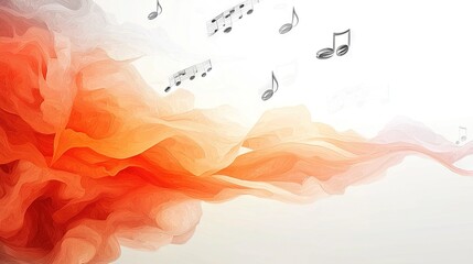 An abstract background with music notes flying out of it