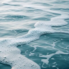 Calm Blue Water Surface with Wavy Seafoam Line ( Oceanic Texture )