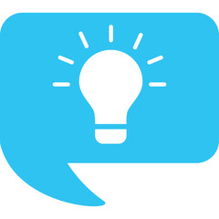 Bright Idea Light Bulb Inside A Cyan Speech Bubble Symbolizing Innovation And Creative Thinking With A Transparent Background