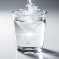 Glass of Water with a Vortex and Steam.