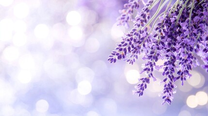 Obraz premium A bunch of lavender flowers on a blue background