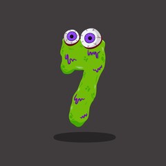 Cartoon Halloween numbers, zombie numbers, 1 to 10 numbers ,evil type, funny scary typeface, spooky monster numbers. Vector Halloween numbers .