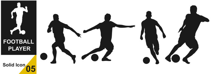 Football player silhouette icon set vector illustration. Football player solid icon 