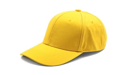 Bright Yellow Baseball Cap Isolated on White Background for Sports and Fashion.