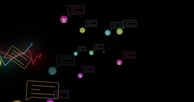 Mail popping causing neon avatars drifting to mid-right, growing, shrinking, showing message flow