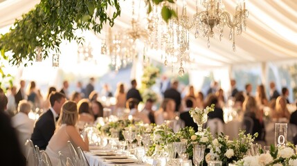 Wedding reception in tent