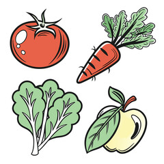 Organic Farm Fresh Produce Icons