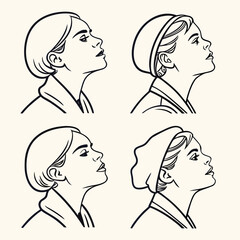 Set of woman faces illustration with different hairstyles, beauty, and fashion style vector design