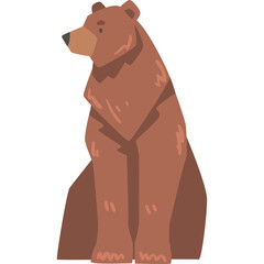 Brown Bear Sitting Frontal View Pixelated Style Transparent Background