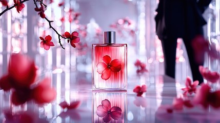 A bottle of perfume sitting on top of a table