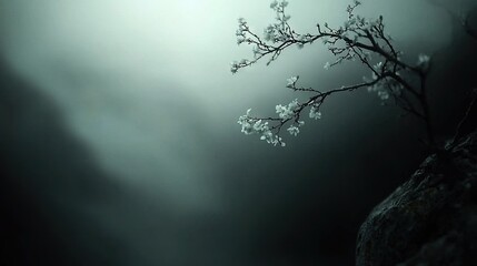 A branch of a tree with white flowers on it