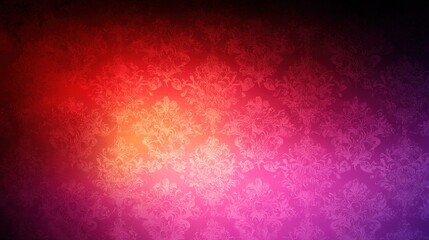 A red and purple background with a floral pattern