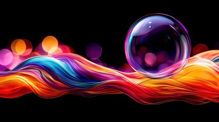 A colorful abstract background with a soap bubble floating in the air