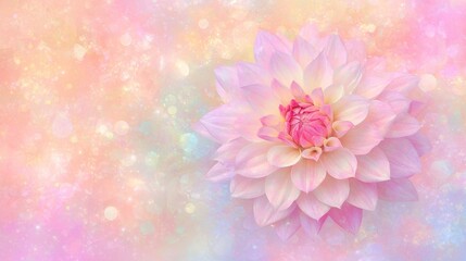 A pink flower on a pink and blue background