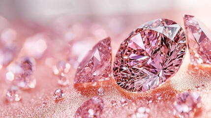 A close up of a pink diamond on a pink background