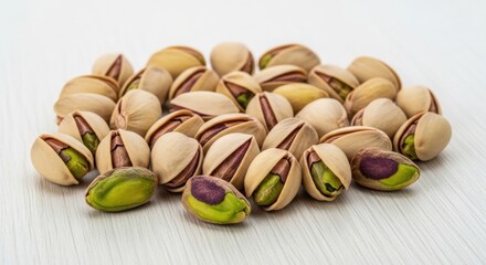 Pile of Freshly Harvested Pistachios with Vibrant Green Kernels.