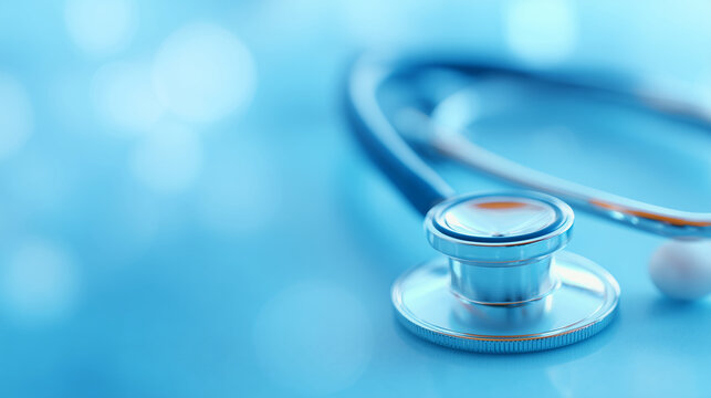 Medical healthcare banner with stethoscope symbolizing diagnostics, prevention, and professional care — ideal for clinics, hospitals, or health awareness designs