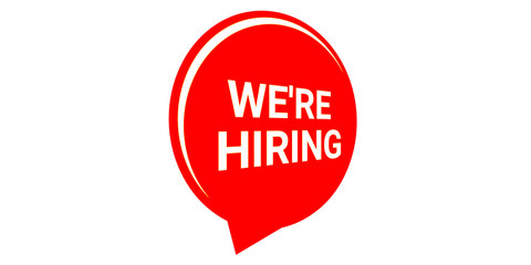 We’re Hiring Red Badge – Bold Job Vacancy Sign for Recruitment, Career, and Employment Announcement