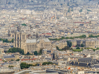 Panorama view of Paris city with Notre Dame Cathedral - view from Eiffel Tower