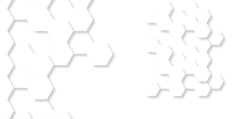 Abstract minimal creative science white hexagon technology vector grid honeycomb soccer hexagonal cell structure tile mess emboss bee background.	
