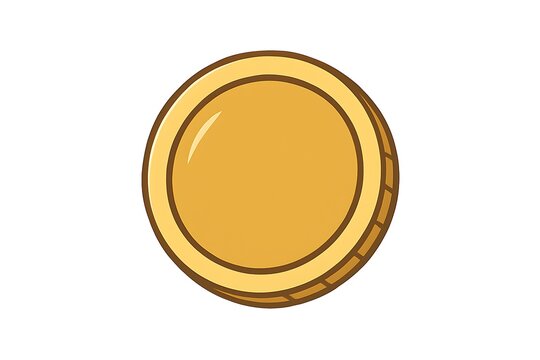 Simple cartoon golden coin illustration on white background