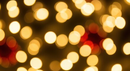 Obraz premium Golden bokeh lights background, festive and abstract blurred circles of light