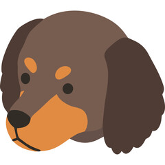 Brown Dog Portrait With Floppy Ears And Orange Accents Transparent Background Minimalist Illustration