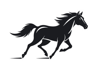 Silhouette of a powerful horse in full gallop