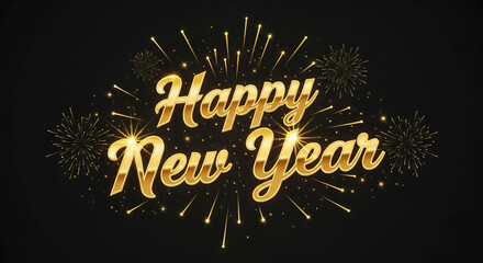 Happy New Year written gold glitter particles spark Exploding Fireworks Display 4K . Greeting card, Celebration, Party Invitation, calendar, Gift, Events, Message, Holiday, Wishes Festival ... See Mor