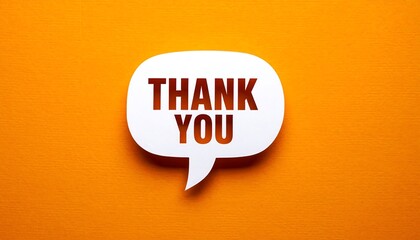 Thank You Speech Bubble on Vibrant Orange Background.