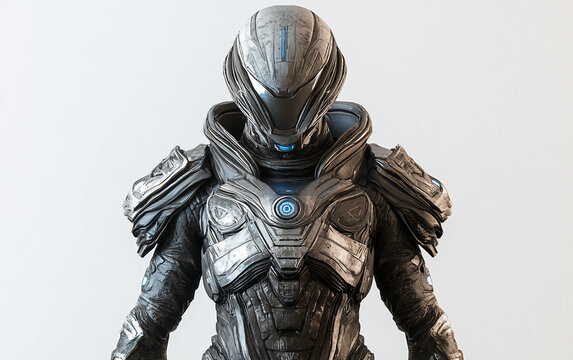 Interstellar alien ambassador wearing ceremonial attire standing in futuristic hall representing cosmic diplomacy isolated on transparent background PNG