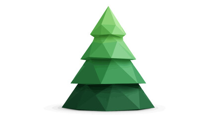 Modern geometric green pine tree object symbolizing nature, seasons, and eco friendly concepts with a clean, minimalist design