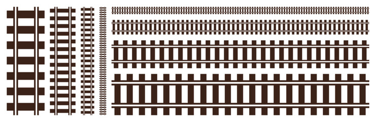 Railway line icon Vector - Railroad Tracks Silhouette. Railway Icon Stock Vectors