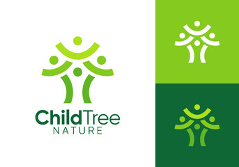 abstract tree with people logo design. care for the environment symbol icon concept	