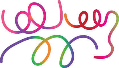 Two Rows of Colorful Gradient Swirls and Curls on White Background abstract bright